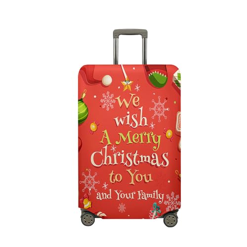 Treer Kofferhülle,Elastische Kofferschutzhülle,Frohe Weihnachten Reise Suitcase Cover,Waschbare Kofferüberzug Reisekoffer Hülle Schutz Bezug Schutzhülle (Rot,XL) von Treer