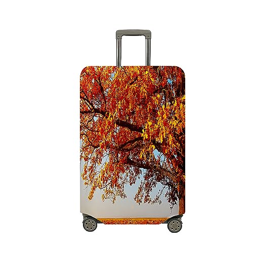 Treer Kofferhülle,Elastische Kofferschutzhülle,Herbst Drucke Reise Suitcase Cover,Waschbare Kofferüberzug Reisekoffer Hülle Schutz Bezug Schutzhülle (Orange,M) von Treer