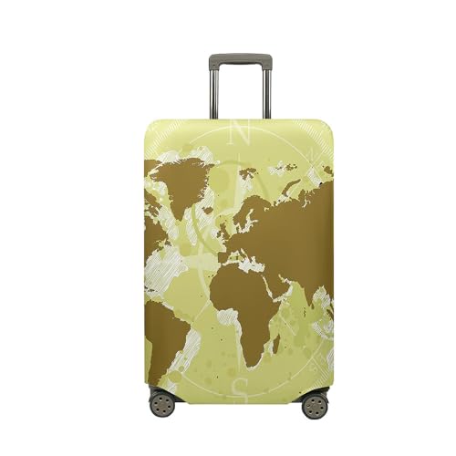 Treer Kofferhülle,Elastische Kofferschutzhülle,Karte Drucken Reise Suitcase Cover,Waschbare Kofferüberzug Reisekoffer Hülle Schutz Bezug Schutzhülle (Gelb,XL) von Treer