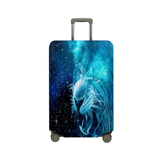 Treer Kofferhülle,Elastische Kofferschutzhülle,Löwe Druck Reise Suitcase Cover,Waschbare Kofferüberzug Reisekoffer Hülle Schutz Bezug Schutzhülle (Blau,L) von Treer