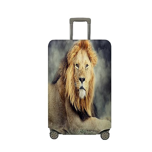 Treer Kofferhülle,Elastische Kofferschutzhülle,Löwe Druck Reise Suitcase Cover,Waschbare Kofferüberzug Reisekoffer Hülle Schutz Bezug Schutzhülle (Gelb,L) von Treer