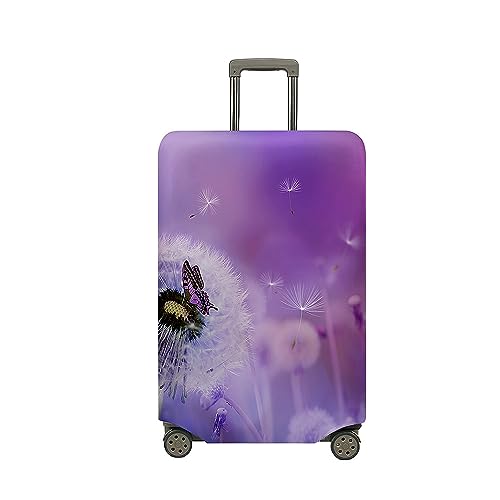 Treer Kofferhülle,Elastische Kofferschutzhülle,Mode Löwenzahn Druck Reise Suitcase Cover,Waschbare Kofferüberzug Reisekoffer Hülle Schutz Bezug Schutzhülle (Lila,L) von Treer