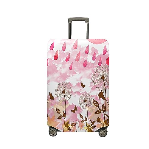 Treer Kofferhülle,Elastische Kofferschutzhülle,Mode Löwenzahn Druck Reise Suitcase Cover,Waschbare Kofferüberzug Reisekoffer Hülle Schutz Bezug Schutzhülle (Rosa,S) von Treer