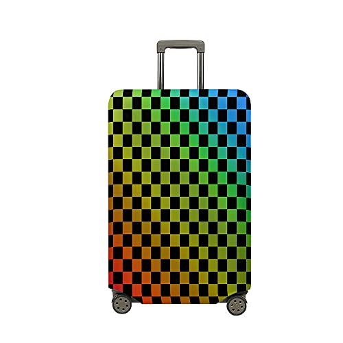 Treer Kofferhülle,Elastische Kofferschutzhülle,Mode Regenbogen Druck Reise Suitcase Cover,Waschbare Kofferüberzug Reisekoffer Hülle Schutz Bezug Schutzhülle (Kariert,L) von Treer