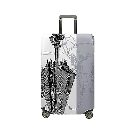 Treer Kofferhülle,Elastische Kofferschutzhülle,Mode Regenschirm Druck Reise Suitcase Cover,Waschbare Kofferüberzug Reisekoffer Hülle Schutz Bezug Schutzhülle (Grau,L) von Treer