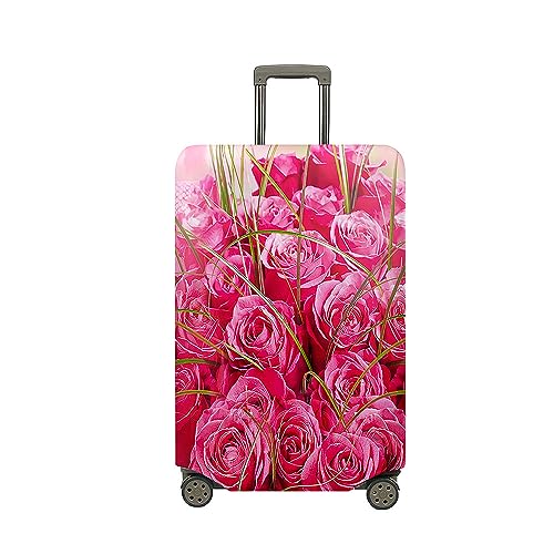 Treer Kofferhülle,Elastische Kofferschutzhülle,Mode Rose Druck Reise Suitcase Cover,Waschbare Kofferüberzug Reisekoffer Hülle Schutz Bezug Schutzhülle (Rosa,M) von Treer