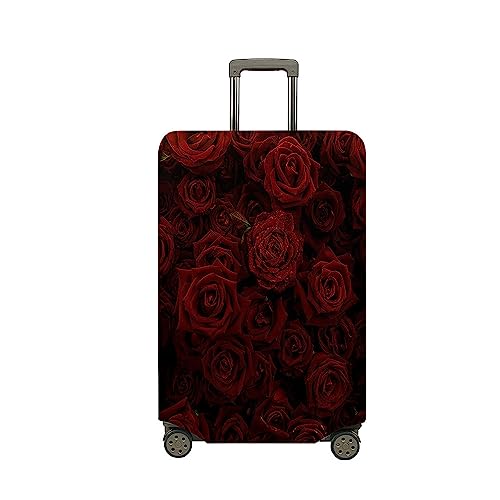 Treer Kofferhülle,Elastische Kofferschutzhülle,Mode Rose Druck Reise Suitcase Cover,Waschbare Kofferüberzug Reisekoffer Hülle Schutz Bezug Schutzhülle (Rot,S) von Treer