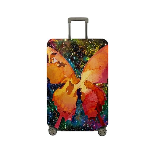 Treer Kofferhülle,Elastische Kofferschutzhülle,Mode Schmetterling Druck Reise Suitcase Cover,Waschbare Kofferüberzug Reisekoffer Hülle Schutz Bezug Schutzhülle (Orange,L) von Treer