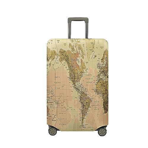 Treer Kofferhülle,Elastische Kofferschutzhülle,Modekarte Druck Reise Suitcase Cover,Waschbare Kofferüberzug Reisekoffer Hülle Schutz Bezug Schutzhülle (Braun,L) von Treer