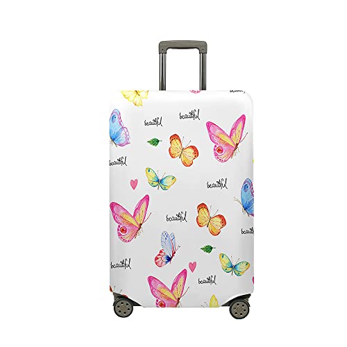 Treer Kofferhülle,Elastische Kofferschutzhülle,Moderner Schmetterling Druck Reise Suitcase Cover,Waschbare Kofferüberzug Reisekoffer Hülle Schutz Bezug Schutzhülle (Weiß,S) von Treer