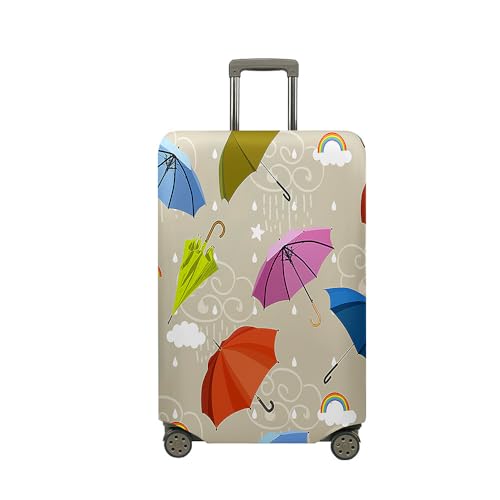 Treer Kofferhülle,Elastische Kofferschutzhülle,Regenschirm Druck Reise Suitcase Cover,Waschbare Kofferüberzug Reisekoffer Hülle Schutz Bezug Schutzhülle (Beige,S) von Treer