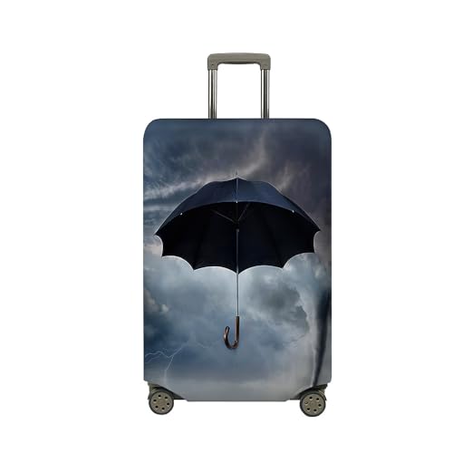 Treer Kofferhülle,Elastische Kofferschutzhülle,Regenschirm Druck Reise Suitcase Cover,Waschbare Kofferüberzug Reisekoffer Hülle Schutz Bezug Schutzhülle (Schwarz,L) von Treer