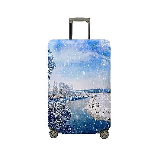 Treer Kofferhülle,Elastische Kofferschutzhülle,Snowy Mountain Druck Reise Suitcase Cover,Waschbare Kofferüberzug Reisekoffer Hülle Schutz Bezug Schutzhülle (Blau,XL) von Treer