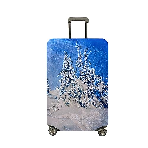 Treer Kofferhülle,Elastische Kofferschutzhülle,Snowy Mountain Druck Reise Suitcase Cover,Waschbare Kofferüberzug Reisekoffer Hülle Schutz Bezug Schutzhülle (Weiß,M) von Treer