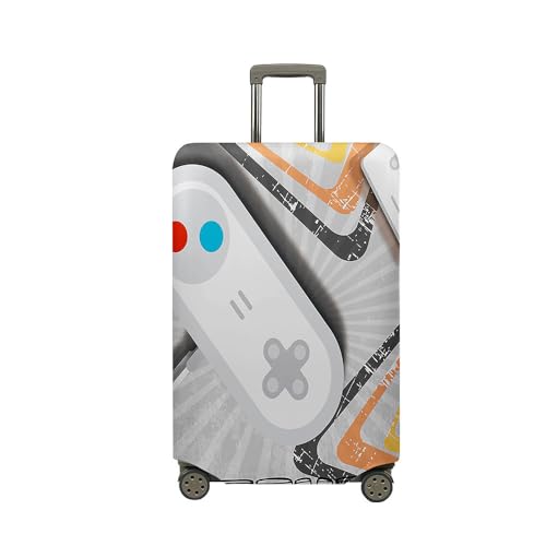 Treer Kofferhülle,Elastische Kofferschutzhülle,Stilvolle Spielkonsole Druck Reise Suitcase Cover,Waschbare Kofferüberzug Reisekoffer Hülle Schutz Bezug Schutzhülle (Grau,L) von Treer