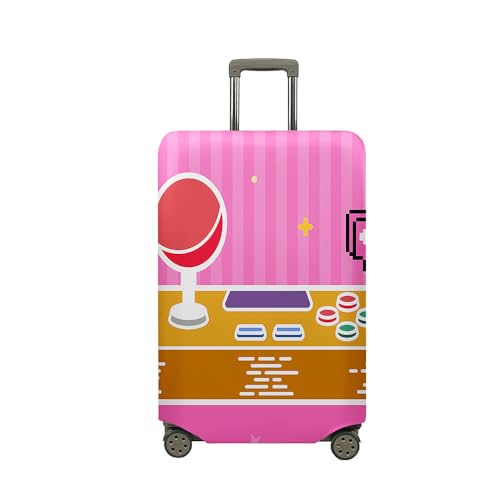 Treer Kofferhülle,Elastische Kofferschutzhülle,Stilvolle Spielkonsole Druck Reise Suitcase Cover,Waschbare Kofferüberzug Reisekoffer Hülle Schutz Bezug Schutzhülle (Rosa,L) von Treer