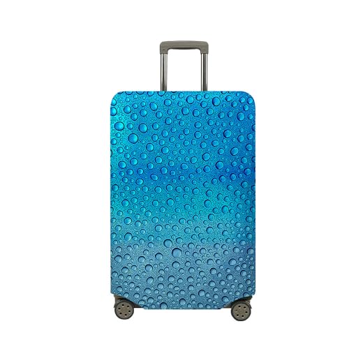 Treer Kofferhülle,Elastische Kofferschutzhülle,Wassertropfen Druck Reise Suitcase Cover,Waschbare Kofferüberzug Reisekoffer Hülle Schutz Bezug Schutzhülle (Blau,L) von Treer