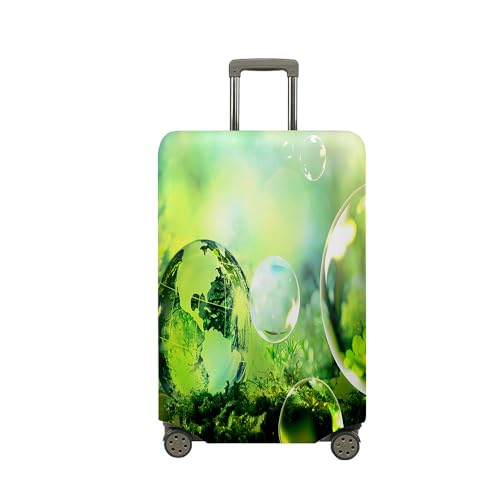 Treer Kofferhülle,Elastische Kofferschutzhülle,Wassertropfen Druck Reise Suitcase Cover,Waschbare Kofferüberzug Reisekoffer Hülle Schutz Bezug Schutzhülle (Grün,M) von Treer