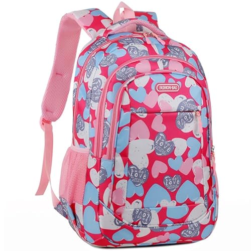 Treer Rucksack Kinder, Mädchen Schulrucksack für Kinder Kinderrucksack Mädchen Jungen Kindergartenrucksack Schulranzen 1-9. Klasse, Schulranzen für Schule Gehen, Reisen (Rosa,M) von Treer