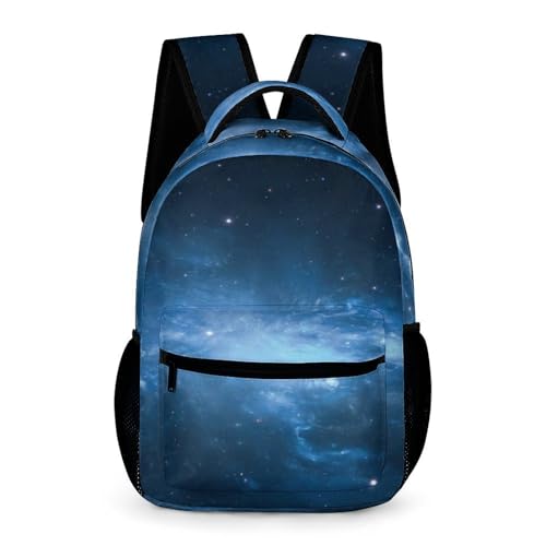 Treer Wasserdicht Rucksack Kinder, Sternenhimmel Druck Schulrucksack für Kinder Groß Nylon Kinderrucksack Mädchen Jungen Kindergartenrucksack Schulranzen für 3-14 Jahre (Sternenhimmel F,43x32x15cm) von Treer