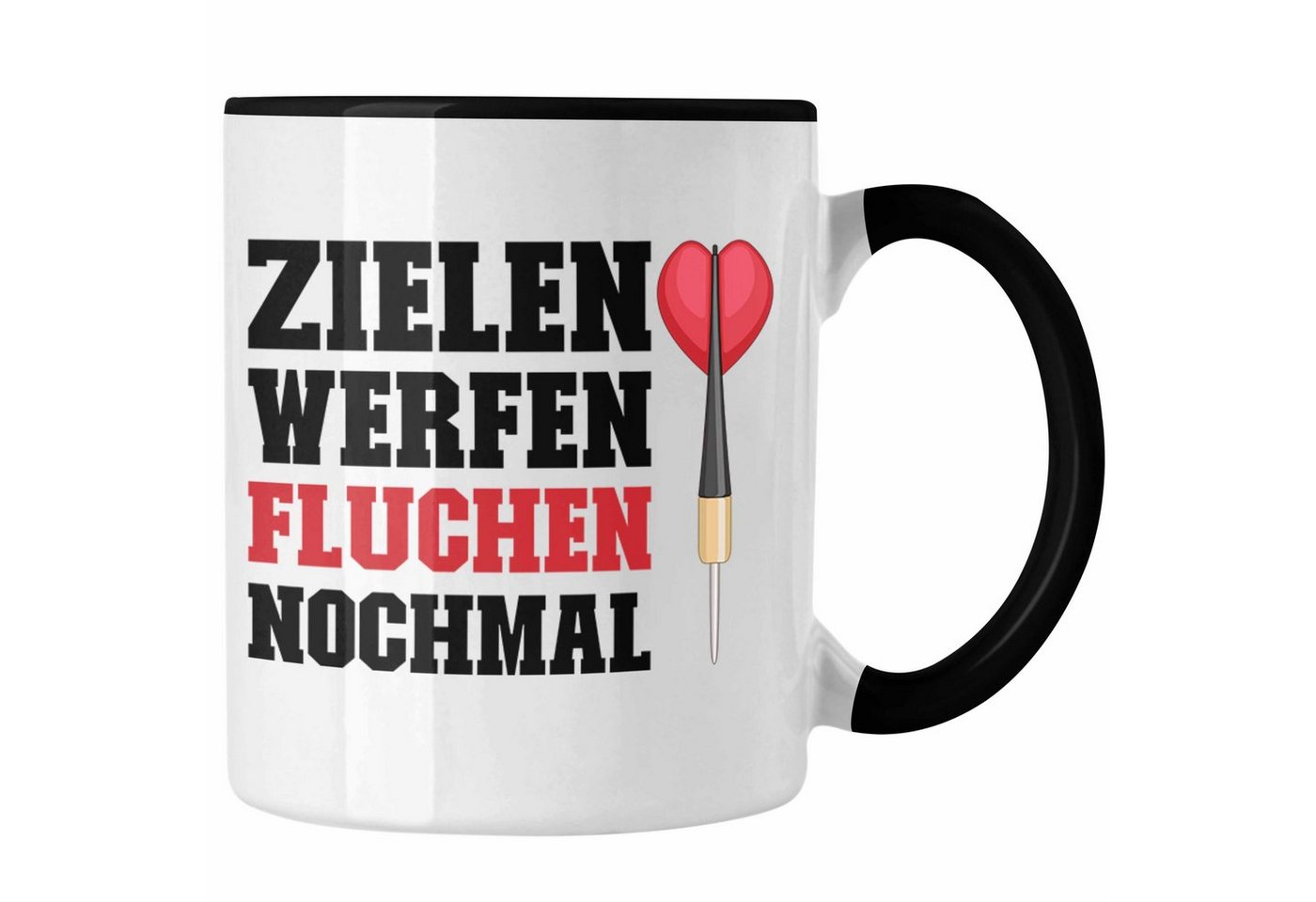 Trendation Tasse Trendation - Dart Tasse Dartpfeil Zielen Werfen Fluchen Nochmal Spruch Männer Dart-Spieler Geschenkidee von Trendation