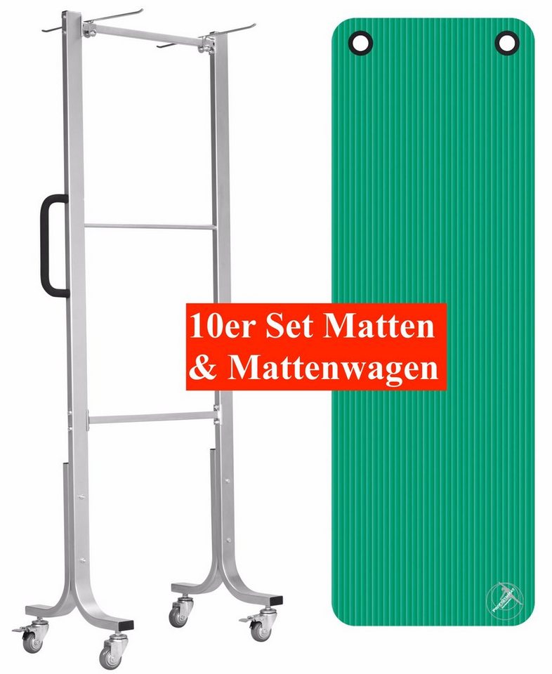 Trendy Sport Fitnessmatte 10x Professionelle Gym-, Fitness-, Yogamatten 180x60cm + Mattenwagen (Set (Matten +Mattenwagen), 10 Matten und 1 Mattenwagen), Vertikale Struktur für erhöhte Haltbarkeit, Rutschfest und reißfest Trendy Sport Fitnessmatte 10x Professionelle Gym-, Fitness-, Yogamatten 180x60cm + Mattenwagen (Set (Matten +Mattenwagen), 10 Matten und 1 Mattenwagen), Vertikale Struktur für erhöhte Haltbarkeit, Rutschfest und reißfest von Trendy Sport