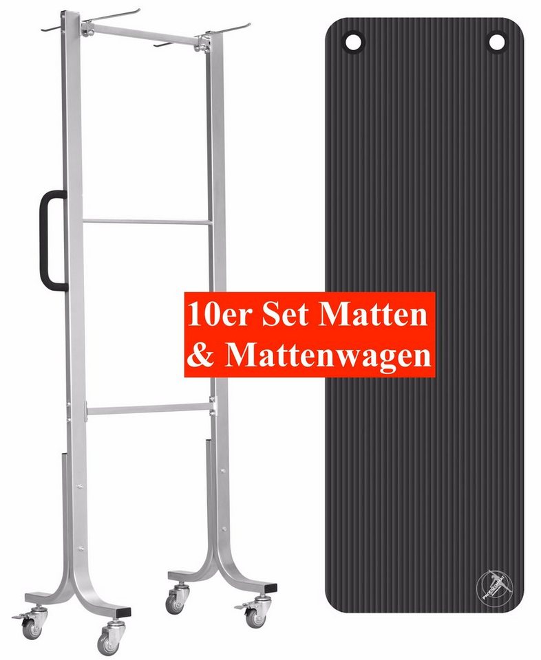 Trendy Sport Fitnessmatte 10x Professionelle Gym-, Fitness-, Yogamatten 180x60cm + Mattenwagen (Set (Matten +Mattenwagen), 10 Matten und 1 Mattenwagen), Vertikale Struktur für erhöhte Haltbarkeit, Rutschfest und reißfest Trendy Sport Fitnessmatte 10x Professionelle Gym-, Fitness-, Yogamatten 180x60cm + Mattenwagen (Set (Matten +Mattenwagen), 10 Matten und 1 Mattenwagen), Vertikale Struktur für erhöhte Haltbarkeit, Rutschfest und reißfest von Trendy Sport