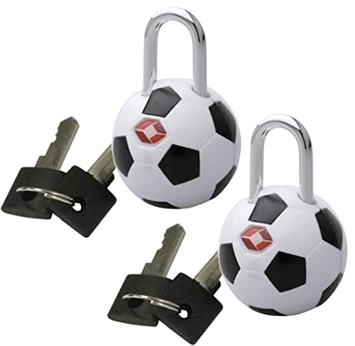 Trendyshop365 2er-Set TSA Kofferschloss mit Schlüssel Fußball-Design Ø31mm Vorhängeschloss gehärteter Stahlbügel von Trendyshop365