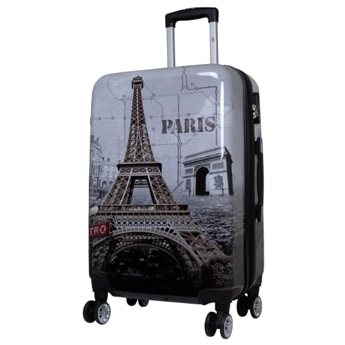 Trendyshop365 Bedruckter Hartschalen Trolley City-Koffer - Paris mit Eiffelturm - 67 Zentimeter 66 Liter 4 Rollen von Trendyshop365