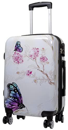 Trendyshop365 Bunter Hartschalen Handgepäck-Koffer Motiv Schmetterling Bedruckt - 55 Zentimeter 36 Liter 4 Rollen Butterfly von Trendyshop365
