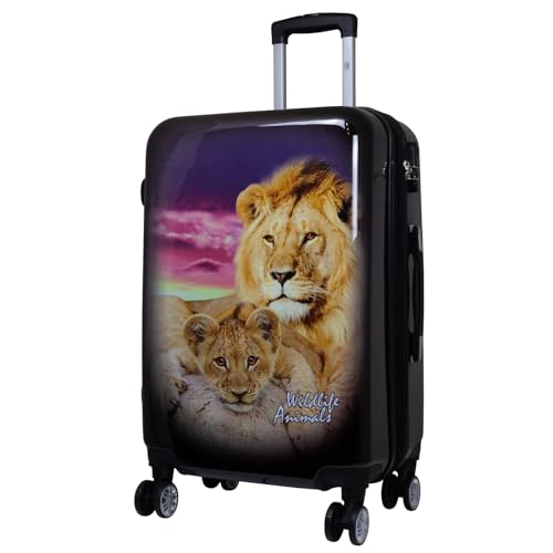Trendyshop365 City-Koffer Hartschale mittelgroß 67 cm - Löwe mit Baby von Trendyshop365
