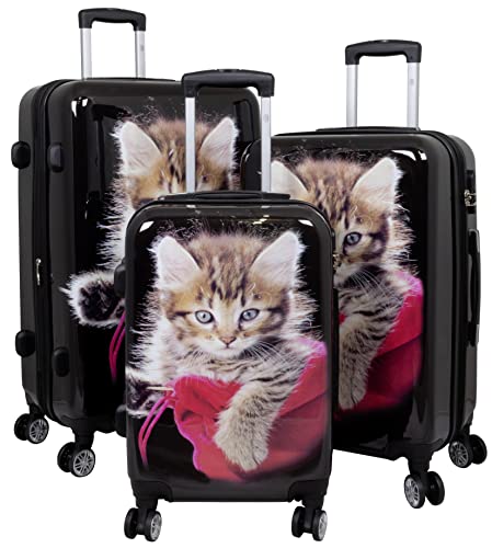 Trendyshop365 Hartschale Koffer-Set Katze 3-teilig Bunt von Trendyshop365