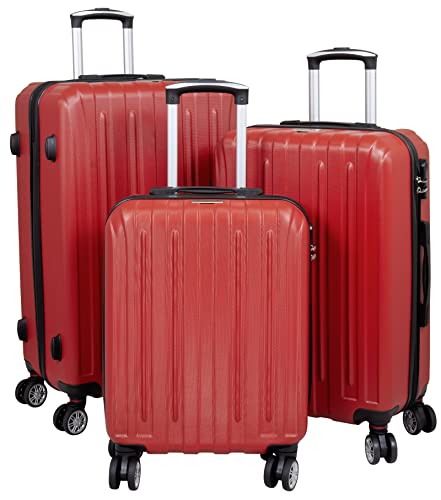 Trendyshop365 Koffer-Set 3-teilig Hartschale Dallas 4 Räder Zahlenschloss Rot Trendyshop365 Koffer-Set 3-teilig Hartschale Dallas 4 Räder Zahlenschloss Rot von Trendyshop365