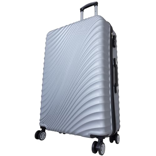 Trendyshop365 Reisekoffer L Hartschale Padua 77cm 96 Liter Trolley 4 Rollen Silber von Trendyshop365