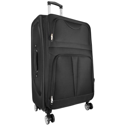 Trendyshop365 Weichschale großer Reisekoffer Cadiz 78cm 90 Liter +Dehnungsfuge 4 Rollen Schwarz von Trendyshop365