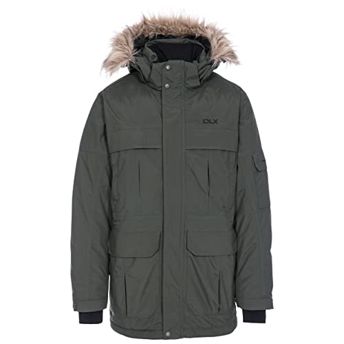 DLX Trespass Herren Wasserdichte Daunenjacke Mit Abnehmbarer Kapuze HIGHLAND, Olive, S, MAJKDOL20001_OLIS von Trespass