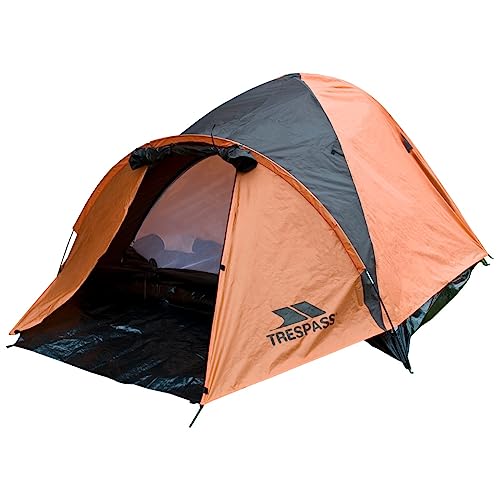 Trespass Ghabhar, Sunset, 4 Personen Zelt 285cm x 240cm x 130cm / 4,2kg / Wasserdicht / Feuerhemmend, Orange von Trespass