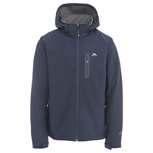 Trespass Accelerator II, Navy, S, Wasserdichte Softshelljacke mit abnehmbarer Kapuze für Herren, Small, Blau von Trespass