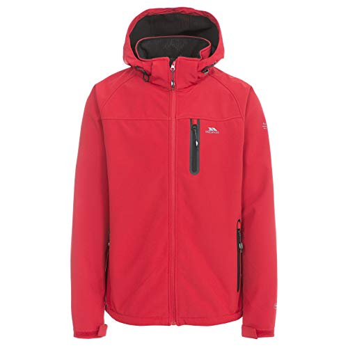 Trespass Accelerator II, Red, XXS, Wasserdichte Softshelljacke mit abnehmbarer Kapuze für Herren, XX-Small / 2XS / 2X-Small, Rot von Trespass