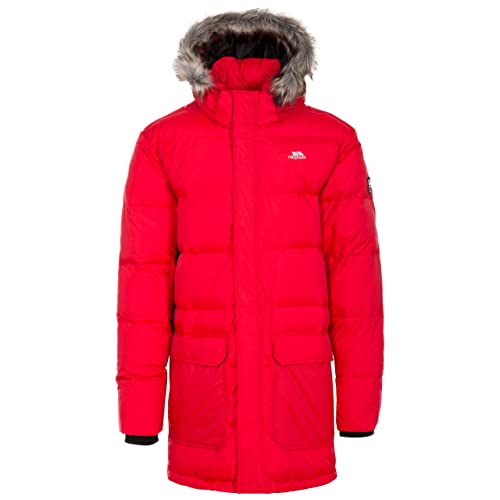 Trespass Baird, Red, XS, Warme Daunenjacke mit abnehmbarer Kapuze für Herren, X-Small, Rot von Trespass