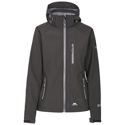 Trespass Bela II, Black, M, Wasserdichte Softshelljacke mit abnehmbarer Kapuze für Damen, Medium, Schwarz Trespass Bela II, Black, M, Wasserdichte Softshelljacke mit abnehmbarer Kapuze für Damen, Medium, Schwarz von Trespass