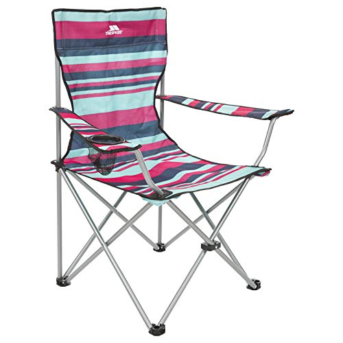 Trespass Branson, Tropical Stripe, Campingstuhl mit Becherhalter & Tragetasche, Blau von Trespass