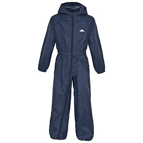 Trespass Button, Navy Blue, 6/12, Wasserdichter Regenanzug mit Kapuze für Babys & Kleinkinder 6-24 Monate, 6-12 Monate, Blau von Trespass