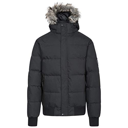 Trespass Calgary, Black, XS, Warme Daunenjacke mit Abnehmbarer Kapuze, 90% Daunen für Herren, Schwarz, X-Small von Trespass