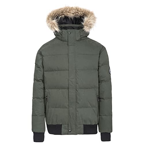 Trespass Calgary, Olive, M, Warme Daunenjacke mit Abnehmbarer Kapuze, 90% Daunen für Herren, Grün, Medium von Trespass