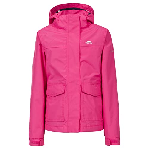 Trespass Cecily, Fuchsia, 11/12, Wasserdichte Jacke mit abnehmbarer Kapuze und Reflektiven Details für Kinder / Mädchen 2-12 Jahre, 11-12 Jahre, Rosa / Pink von Trespass