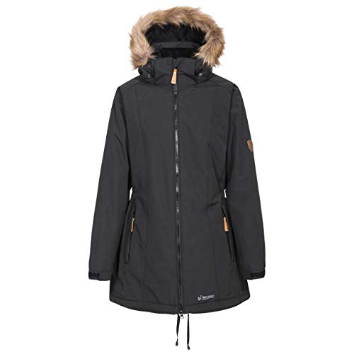 Trespass Celebrity, Black, L, Warme Wasserdichte Jacke mit abnehmbarer Kapuze für Damen, Schwarz, Large von Trespass