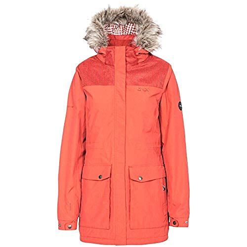 Trespass Damen Garner Wasserdichte DLX Regenjacke mit Abnehmbarer Kapuze, Rot (Rust), XS von Trespass