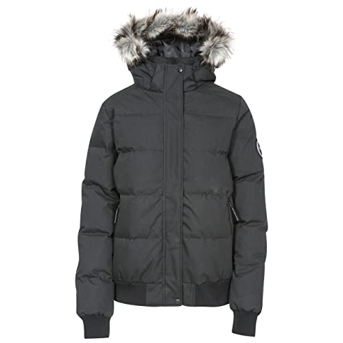 Trespass Kendrick, Black, XXL, Warme Wasserdichte Daunenjacke mit abnehmbarer Kapuze 90% Daunen für Damen, Schwarz, XX-Large / 2X-Large / 2XL von Trespass