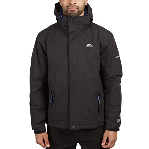 Trespass Donelly, Black, M, Wasserdichte Jacke mit einrollbarer Kapuze für Herren, Medium, Schwarz von Trespass